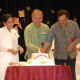 Cake cutting: (L-R) Sister Kusum, Director of Brahma Kumaris Silicon Valley; Mr Jose Esteves, Mayor of Milpitas; Dr Romesh Japra, Convener & Chairman of Federation of Indian Associations and BK brothers and sisters