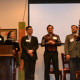 Ro Khanna addressing the gathering as Rajesh Verma, guest, Mr. Kansen Chu, Dr. Romesh Japra and Raj Salwan support him