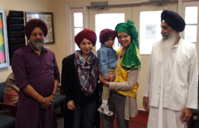 At the Sikh Vaisakhi celebrations (L-R) Thakar S Basati, student from POC, Kathy Millin, Director POC and Bhai Mohinder Singh