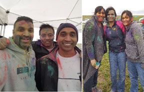 The young and adults spraying color