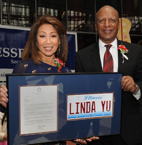 Linda Yu with Secretary of State Jesse White