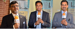 ISNA speakers at the Media meet Azhar Azeez, ISNA President, Salman Azam, Media Co Chair, Convention Steering Committee and Hazem Bata, ISNA Secretary General.