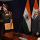 New Delhi: Director General Military Operations (DGMO), Ranbir Singh salutes after a Press Conferences along with External Affairs Spokesperson Vikas Swarup, in New Delhi on Thursday. India conducted Surgical strikes across the Line of Control in Kashmir on Wednesday night. PTI Photo by Shirish Shete (PTI9_29_2016_000026A) *** Local Caption ***
