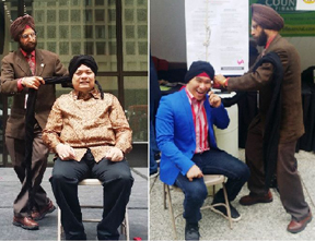 Turban wrapping demonstration in Chicago Downtown