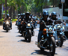 Cashew Trail 2016 began with a Harley Davidson ride from Madame Rosa Cashew Farm in Valpoi, Goa