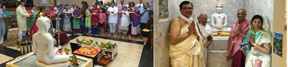 Idol of Mahavir Swami and devotees at Pratishta Mahotsav