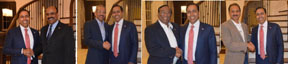 Raja Krishnamoorthi at Dallas Fundraiser with Indian American supporters. (L-R) Raja with community leaders Prasad Thotukara, MVL Prasad, CC Theophenie and Sridhar Thumala