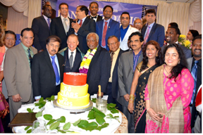 Cake Cutting ceremony at US Congressman Danny K Davis' 75th birthday with political leaders and invited guests