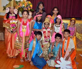 Kids dress up for Krishna Jayanti celebrativos.