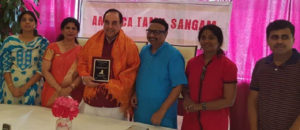 Secretary Soumya Murthy, Vice President Jaya Sundaranm, Dr Subramanian Swamy, Sangam President Prakash M Swamy, Executive VP Calai Chandra and Treasurer Saravana Kumar