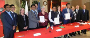 MoU signers with other members of Illinois government, Minister KT Rama Rao and CG Dr Ausaf Sayeed