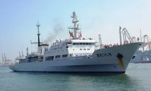 Hydrographic survey ship of Chinese Navy in Lanka on goodwill visit
