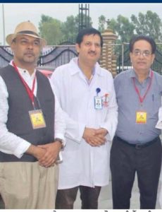 Dr Ramesh, director of Punarjot Eye Bank, Ludhiana, (middle) is seen flanked by the Societyâs Ashok Mehra and Subhash Malik during a awareness seminar