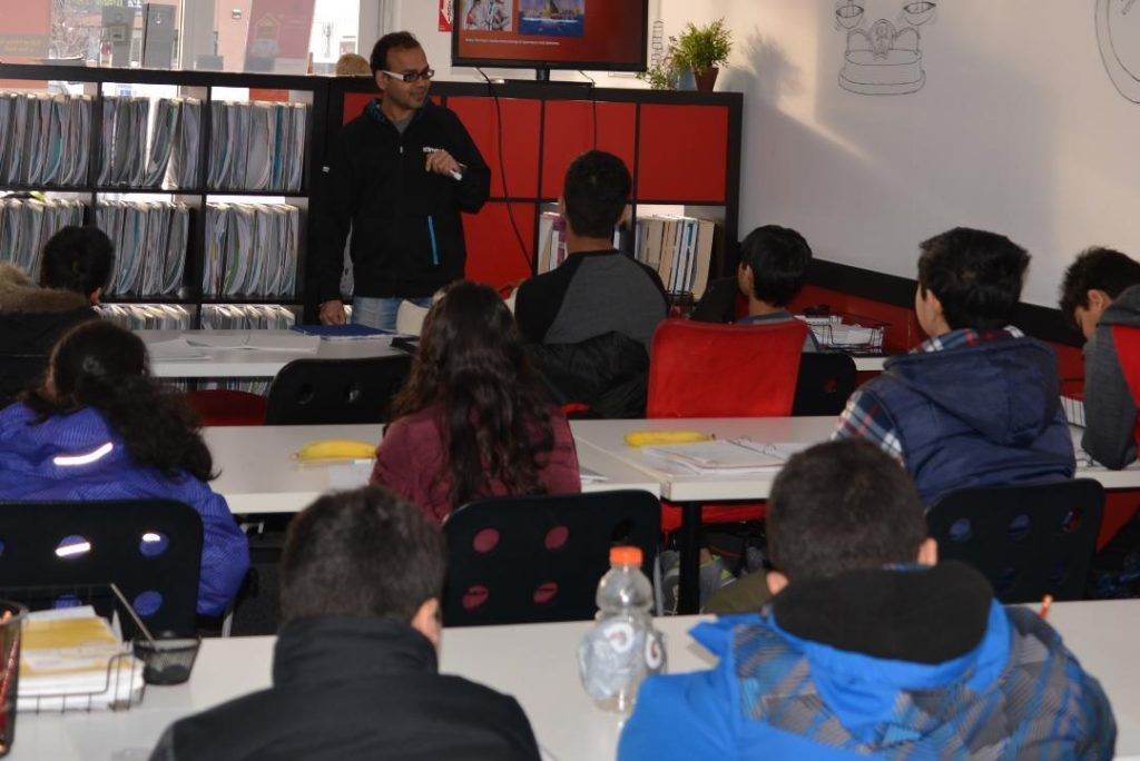 While teaching Hindi, Ajay Jain explains the significance of stories in the great Hindu epics to students