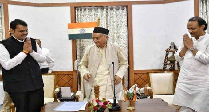 Fadnavis sworn in as Maha CM, Ajit Pawar as Dy CM