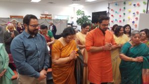 Puja arati by MAFS–UMAS staff and seniors during Diwali celebrations