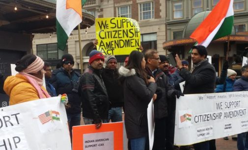 Indians in Cambridge hold a rally in support of CAA