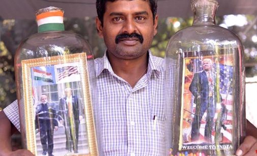 Bengaluru man’s bottle art welcomes Trump to India