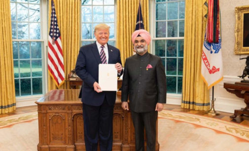 Ambassador Sandhu presents his credentials to Trump in Oval Office