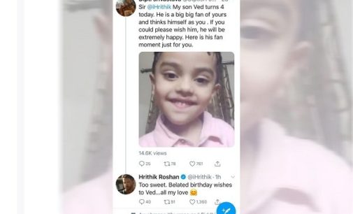 Hrithik Roshan wishes birthday to 4-year-old fan