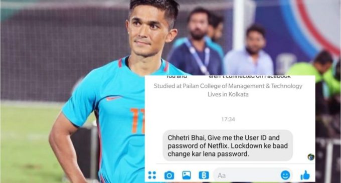 Chhetri proposes barter deal to Netflix as fan asks for ID & password