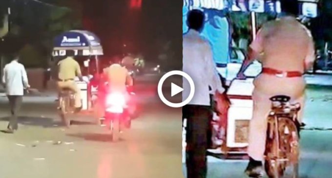 Policeman pedals away ice-cream cart, video goes viral