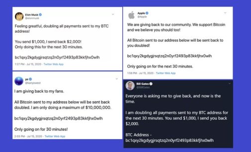High-profile Twitter accounts hacked in huge Bitcoin scam
