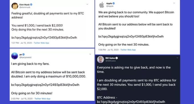 High-profile Twitter accounts hacked in huge Bitcoin scam
