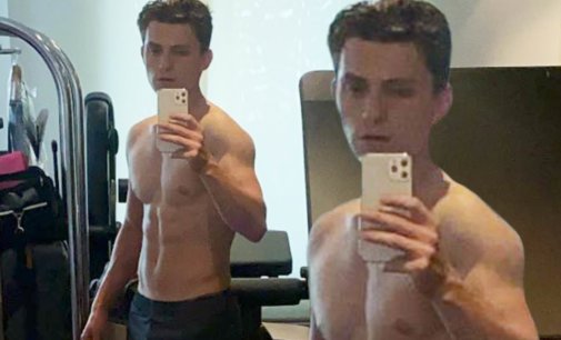 Tom Holland flaunts his abs in mirror selfie