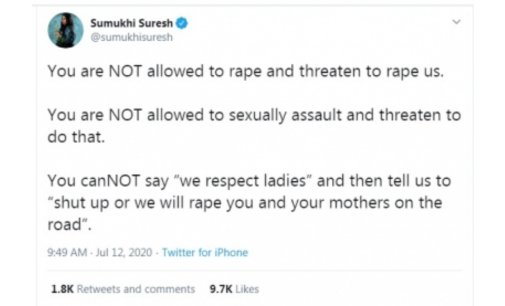 Sumukhi Suresh condemns rape threats on female comics