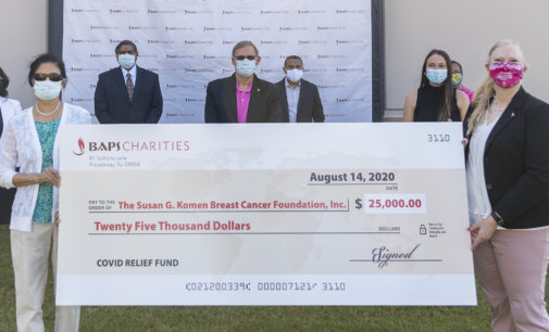 BAPS Charities Donates $25,000 to Susan G. Komen in Support of Breast Cancer Victims and Survivors