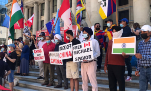 Friends of Canada-India, others hold protest against China in Vancouver for release of 2 detained Canadians