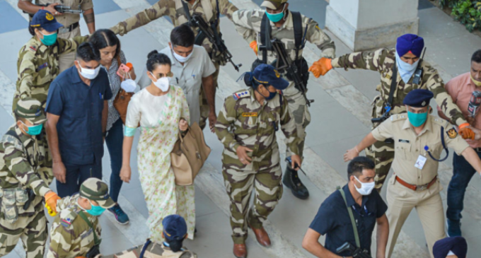 Kangana Ranaut lands in Mumbai amid protest at airport