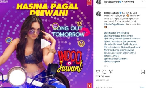 Kiara Advani teases fans with ‘Hasina Pagal Deewani’ song from ‘Indoo Ki Jawani’