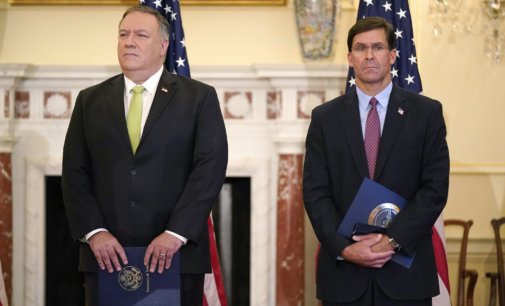 Pompeo, Esper attend wreath laying ceremony at National War Memorial