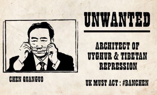 London: Billboards against China’s Chen Quanguo for Uyghurs, Tibetan repression