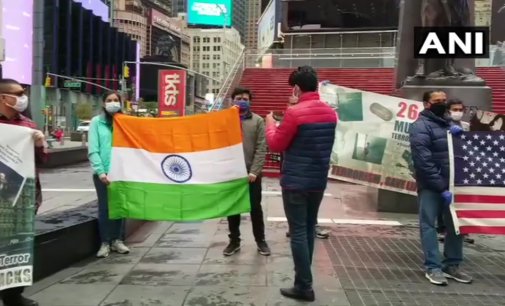 Indian Americans in New York hold protest outside Pak Consulate, Times Square on 2008 Mumbai attacks anniversary