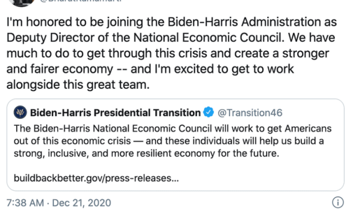 Biden names Bharat Ramamurti as deputy director of Economic Council