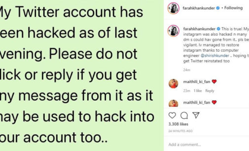 Days after being hacked, Farah Khan’s Twitter account restored