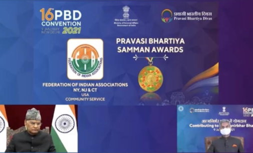 FIA receives prestigious Pravasi Bharatiya Samman Award for its untiring service to Community