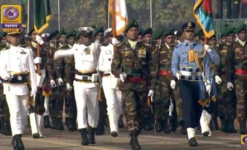 In a first, Bangladesh tri-service contingent takes part in India’s Republic Day parade