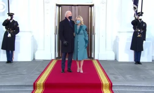Joe Biden enters White House grounds for first time as President