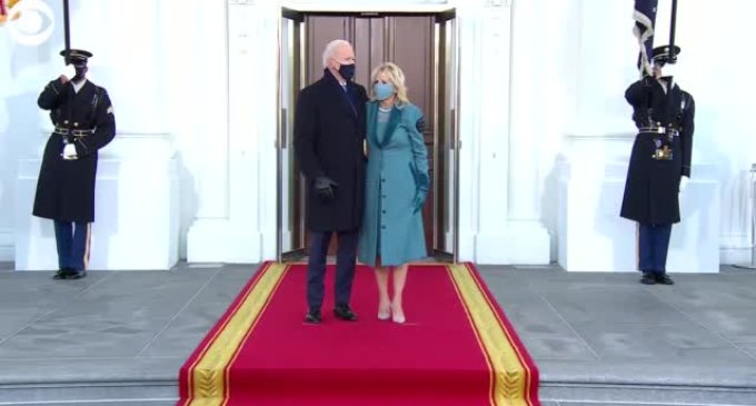 Joe Biden enters White House grounds for first time as President