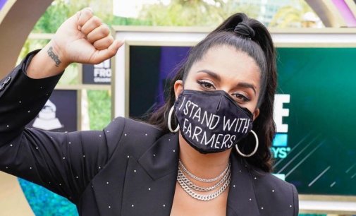 Lilly Singh wears ‘I Stand With Farmers’ mask at 2021 Grammys