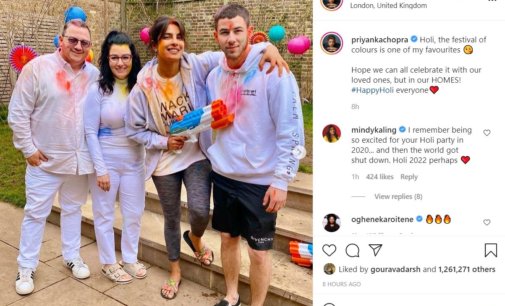 Priyanka Chopra celebrates Holi with Nick Jonas and his parents