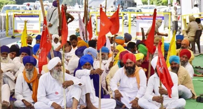 Farmers stage protest against farm laws in Amritsar