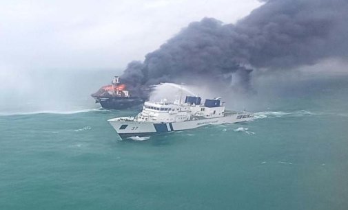 Indian Coast Guard rushes help to douse fire on container ship off Sri Lankan coast