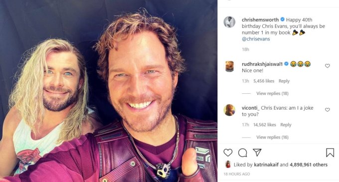 Chris Hemsworth hilariously trolls Chris Evans on his birthday