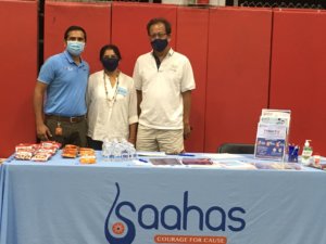 Parth Parikh (Pico Care Pharmacy), Raji Satish (Saahas) and Ernie Niishi (ABCUSD)