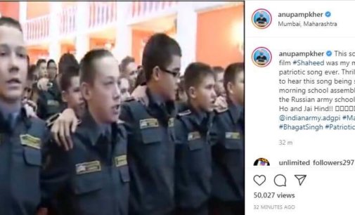 Anupam Kher shares video of Russian army school cadets singing iconic patriotic song ‘Ae Watan’